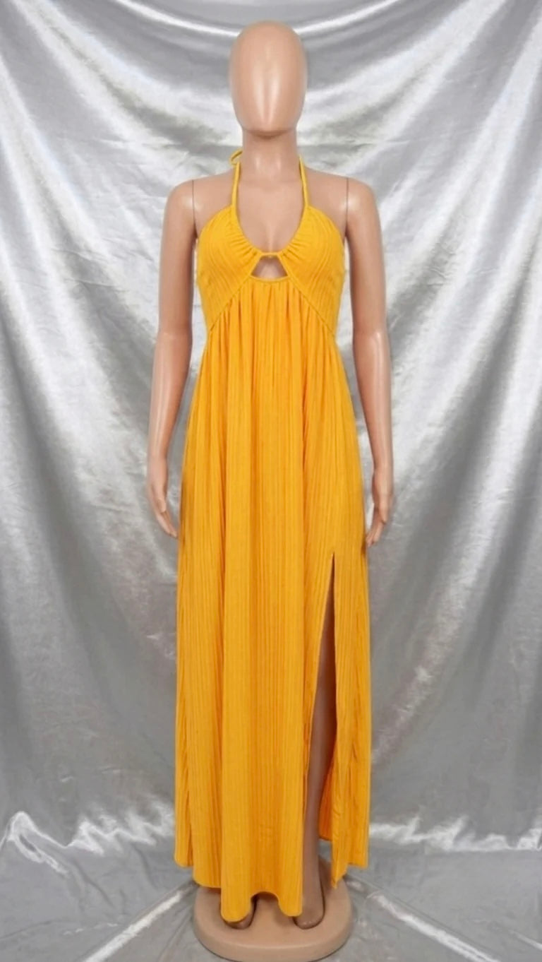Yellow Pleated Maxi