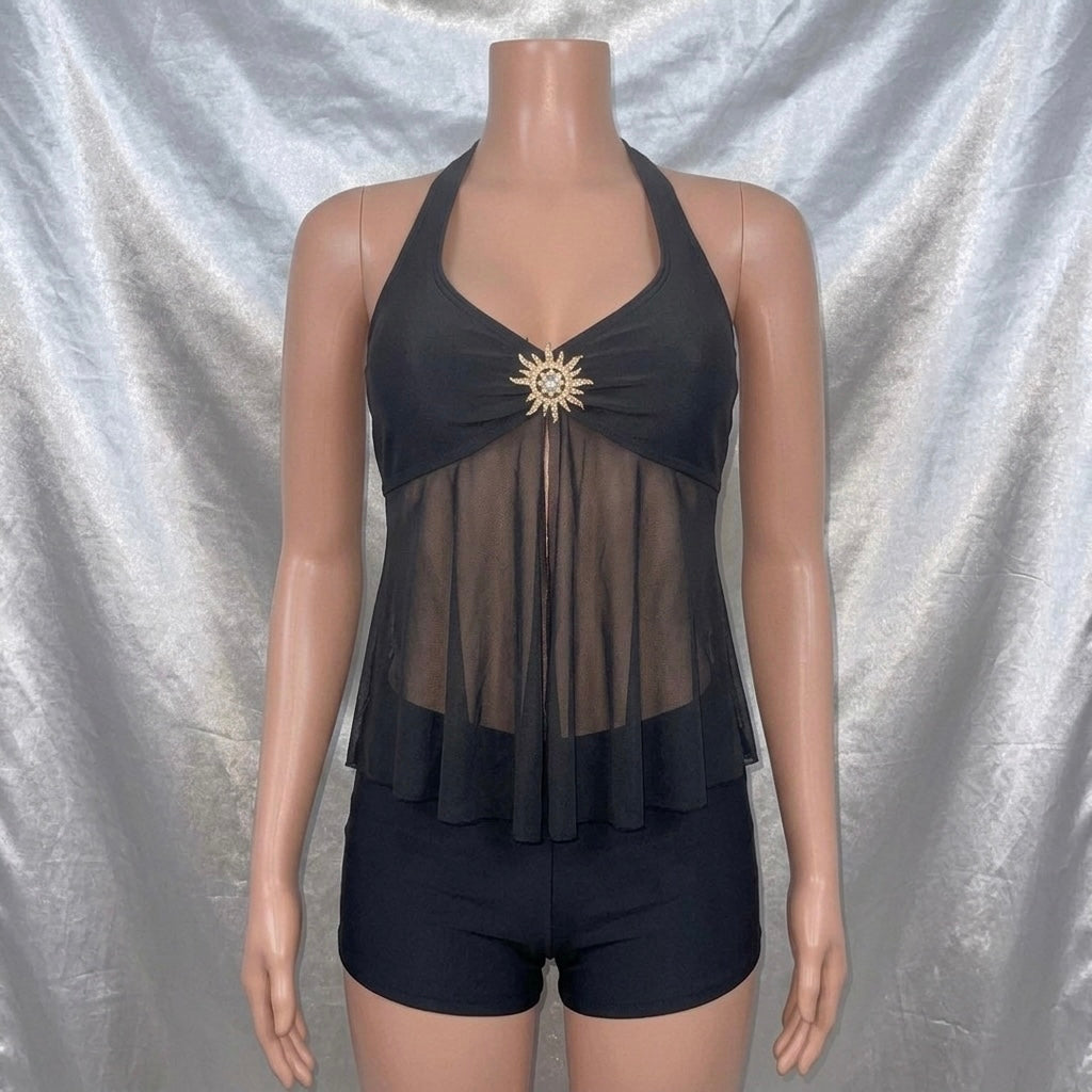 Black Sun Detail Swimsuit