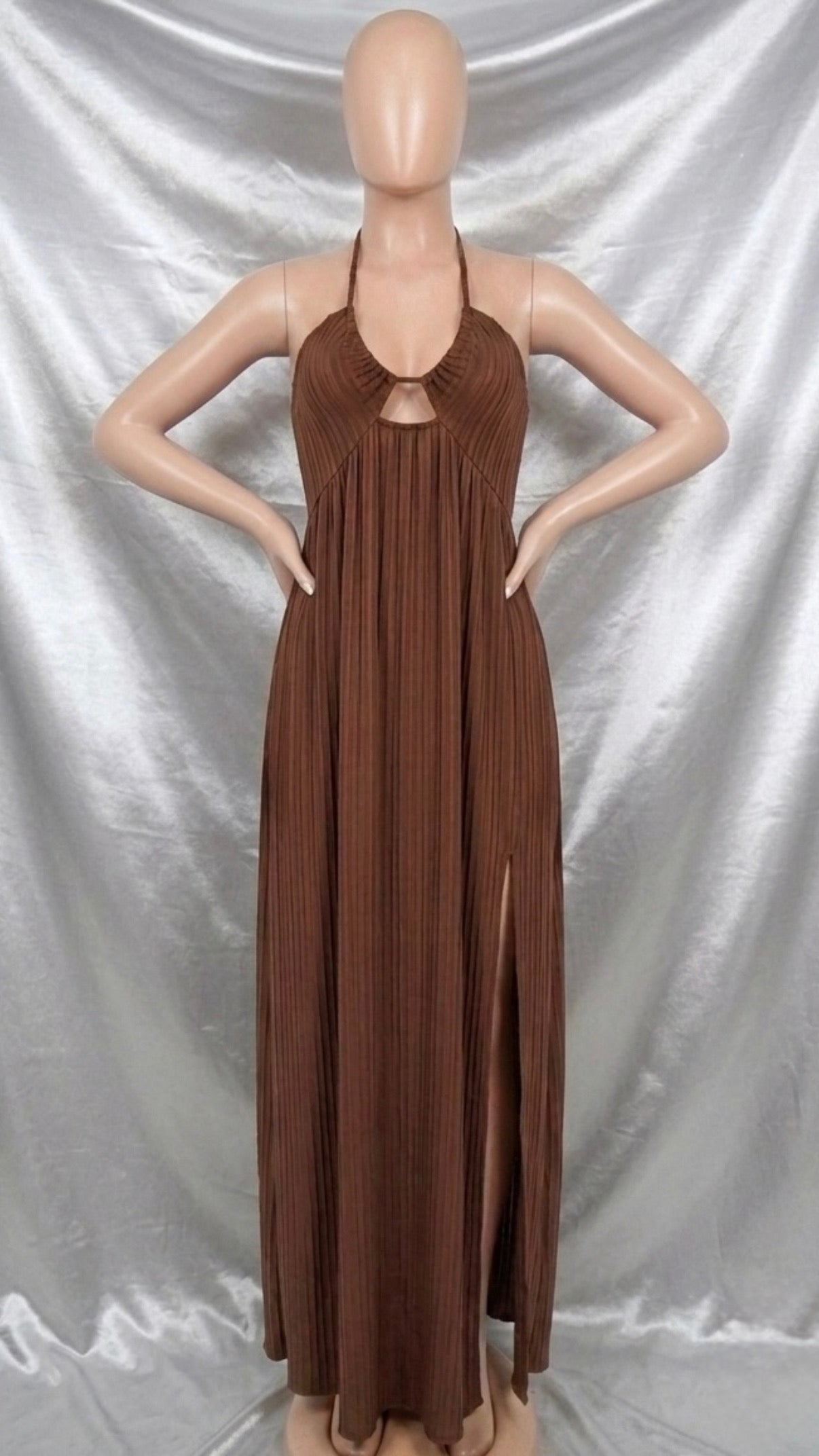 Brown Ribbed Maxi