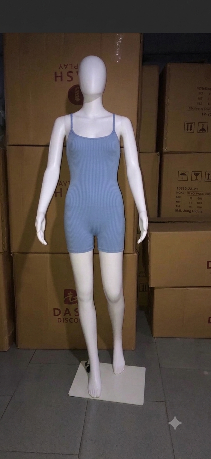 Blue Ribbed Romper