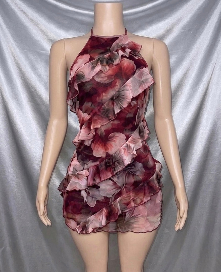 Burgundy Ruffle Mini