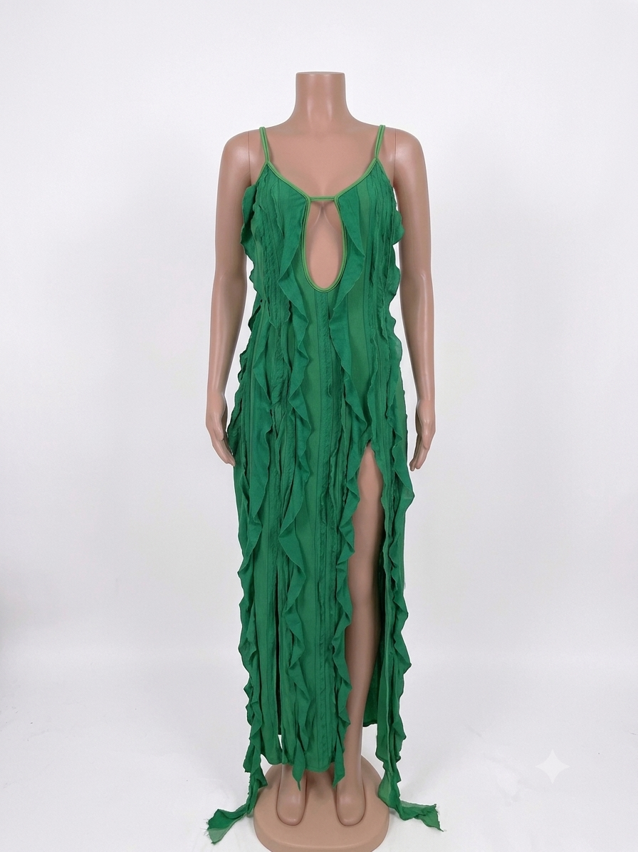 Green Ruffle Maxi