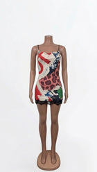 Graphic Print Lace Dress