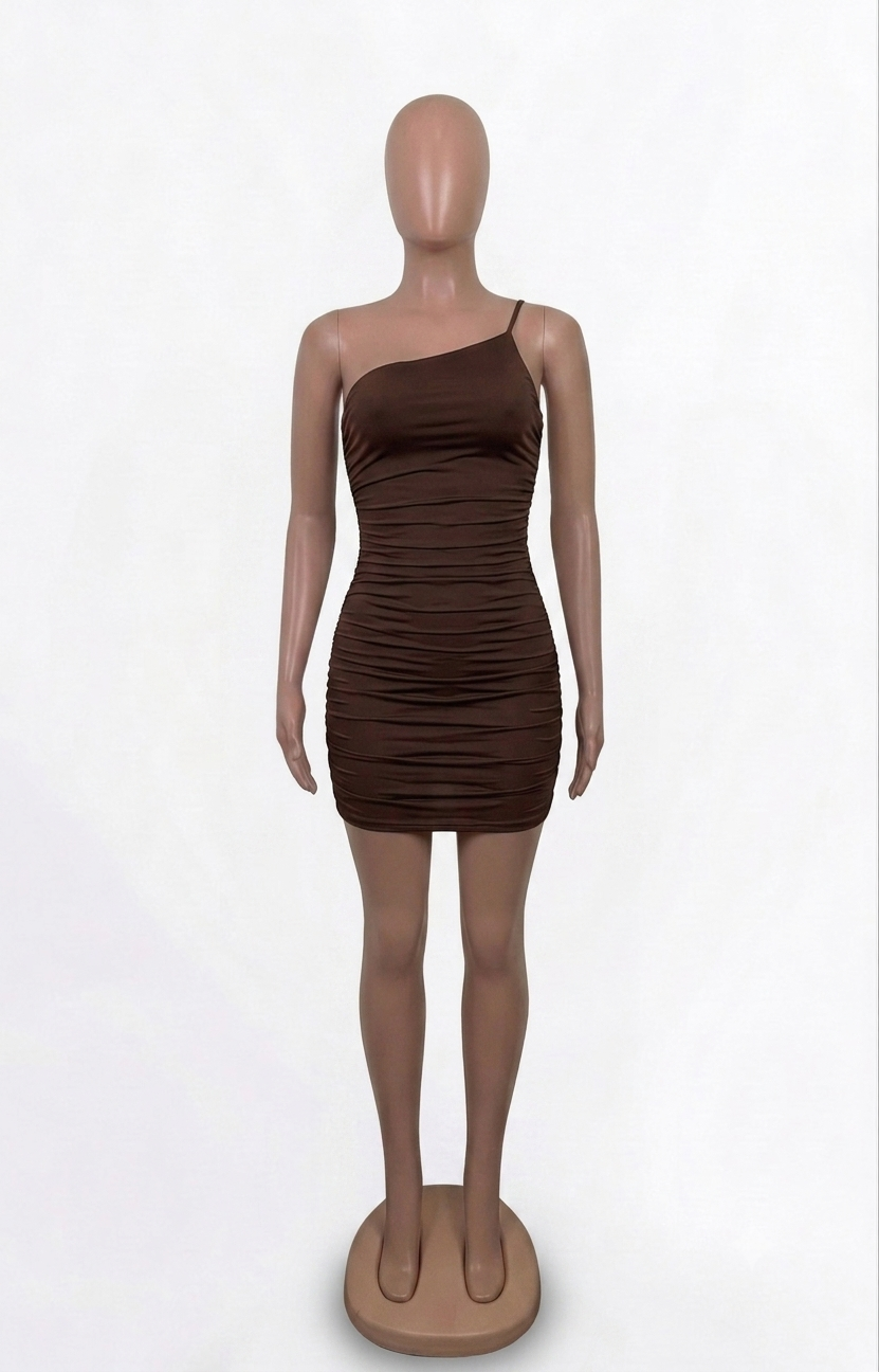 Brown Ruched Mini