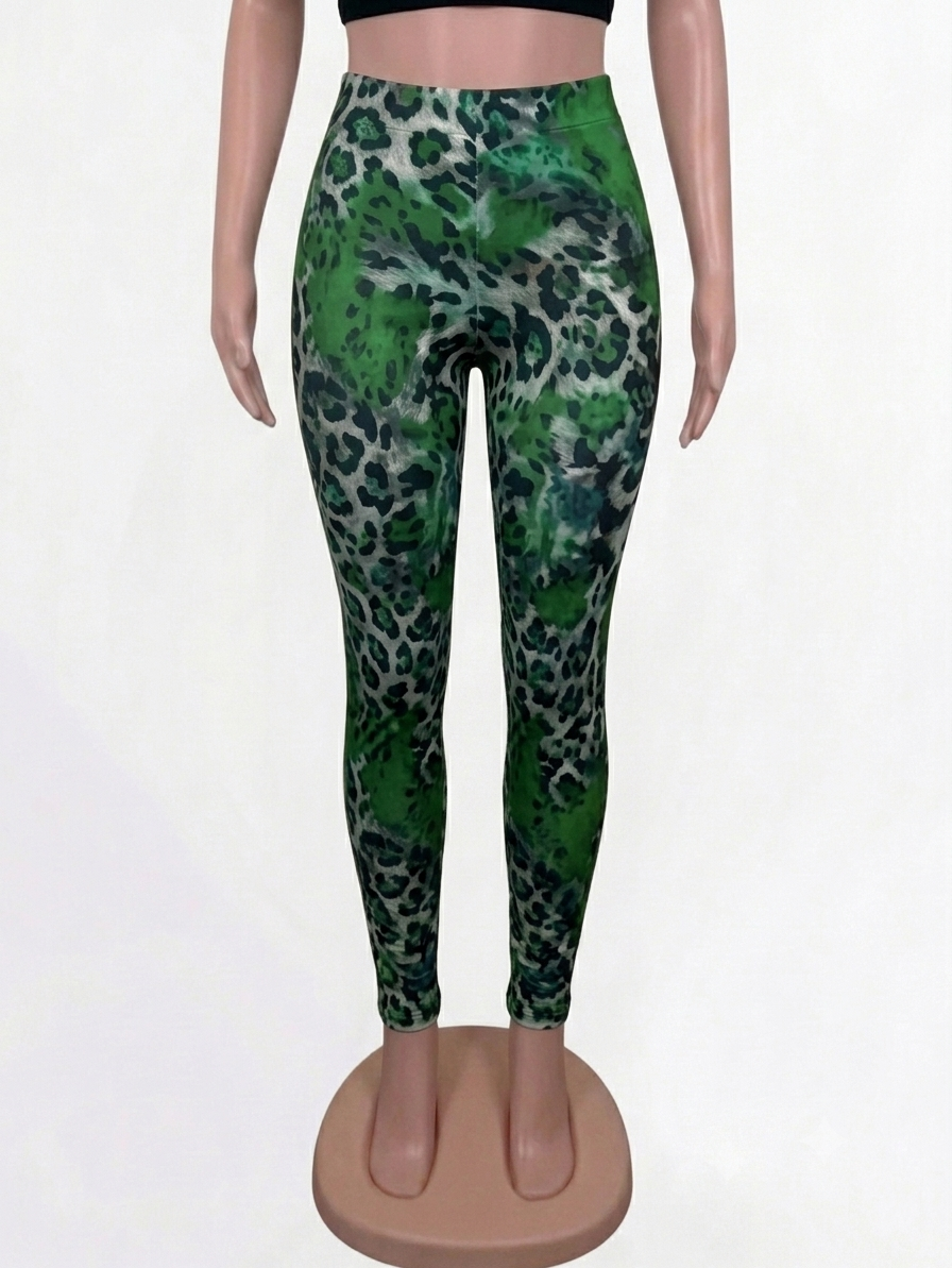 Green Leopard Leggings