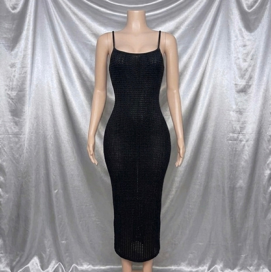Black Crochet Maxi