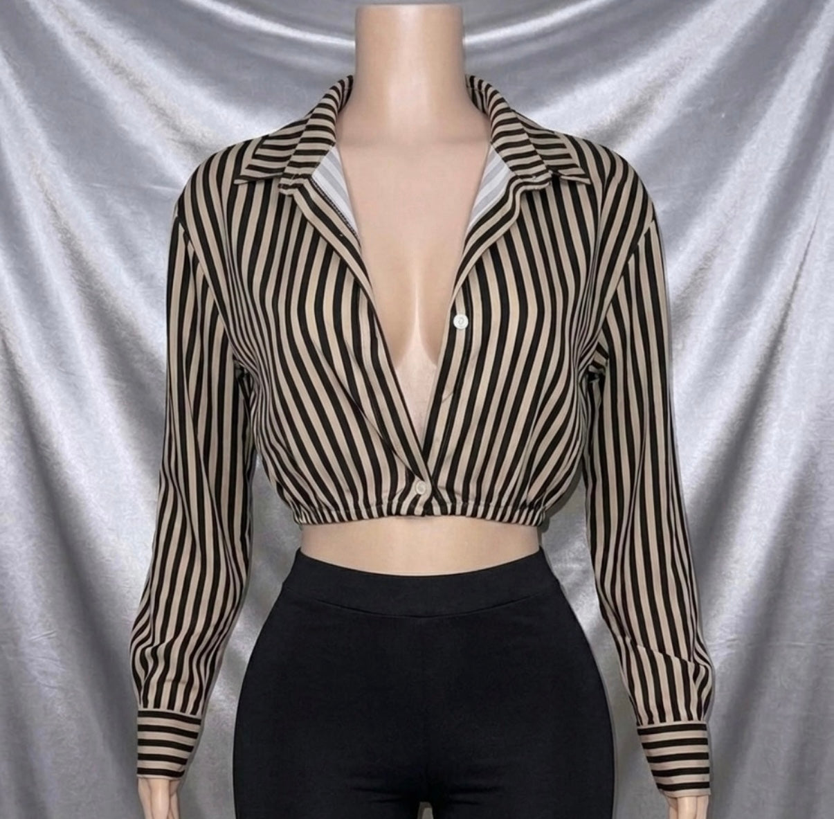 Strip crop shirt
