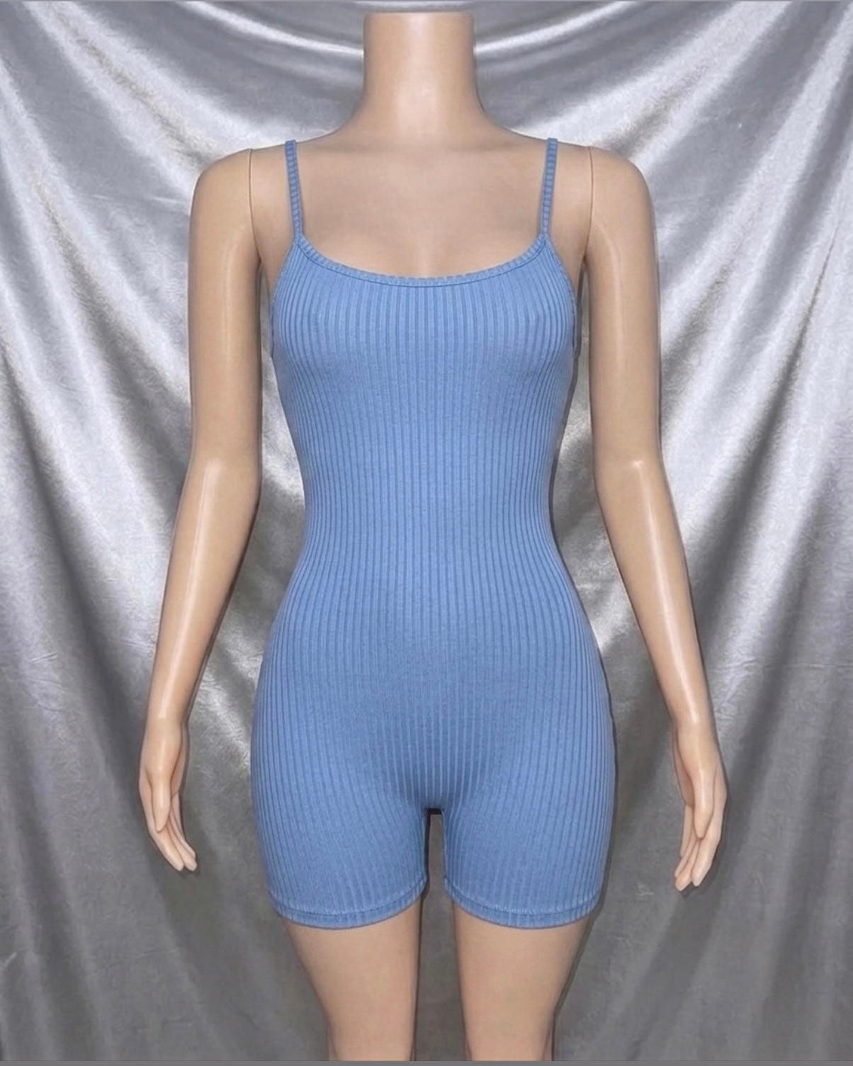 Blue Ribbed Romper