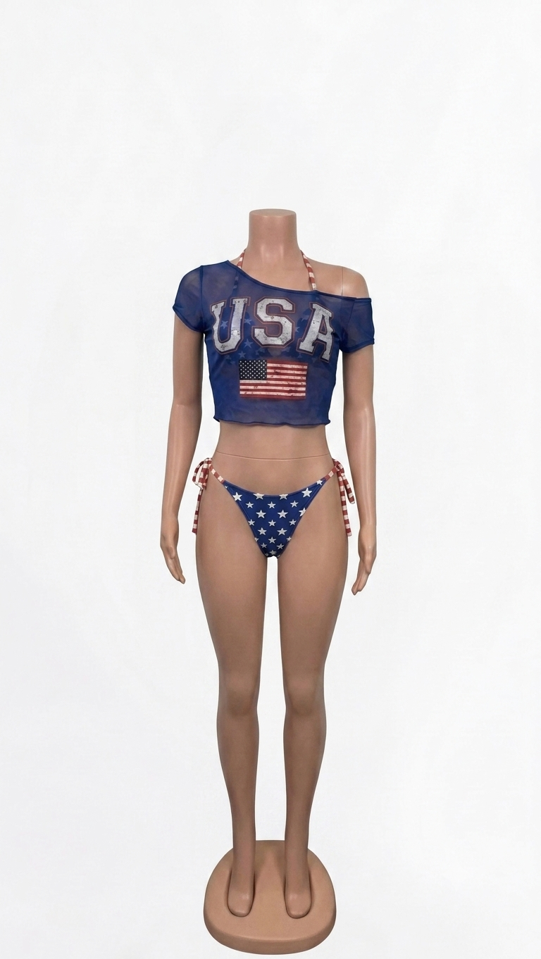 USA Mesh Bikini Set