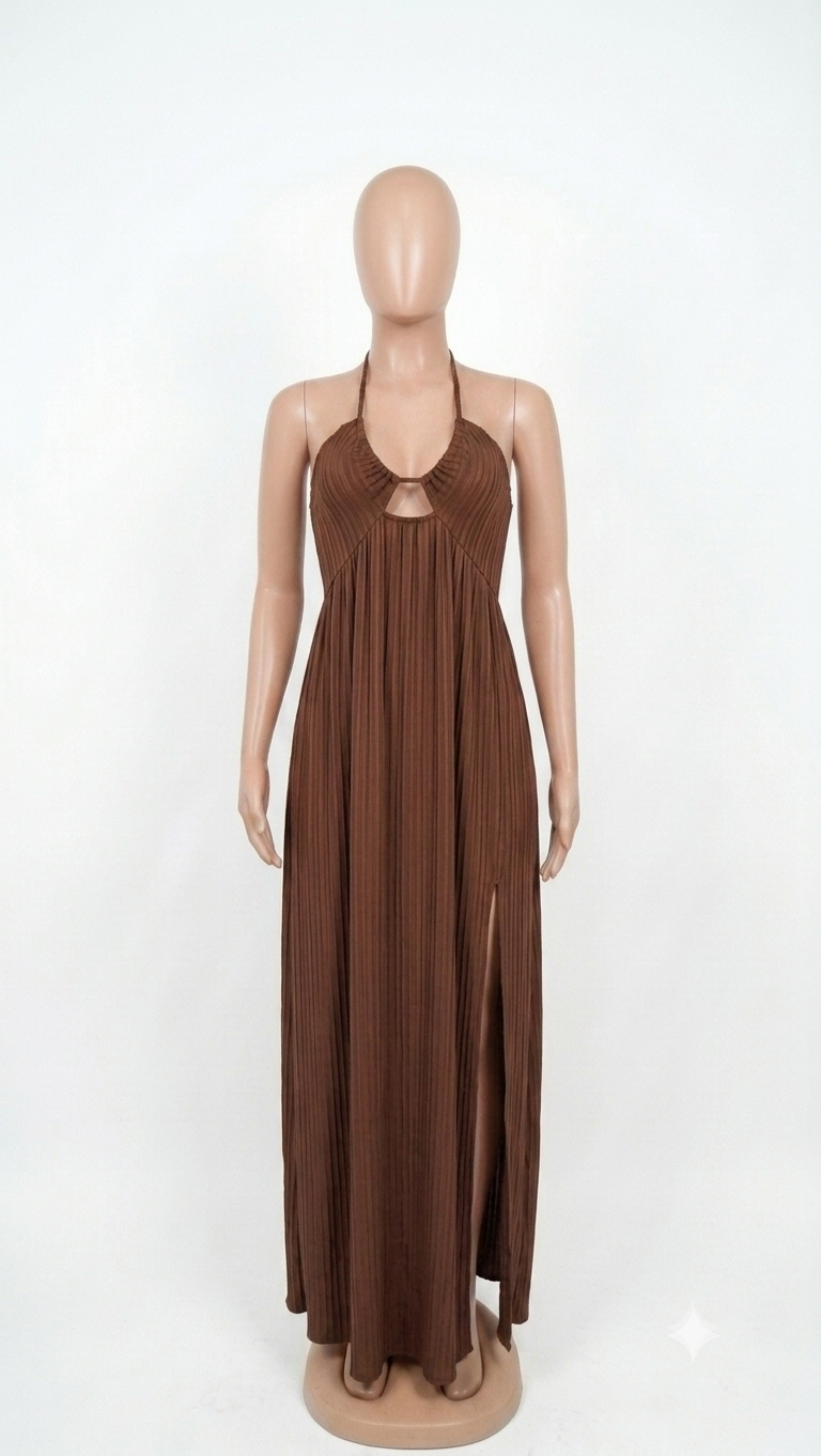 Brown Ribbed Maxi