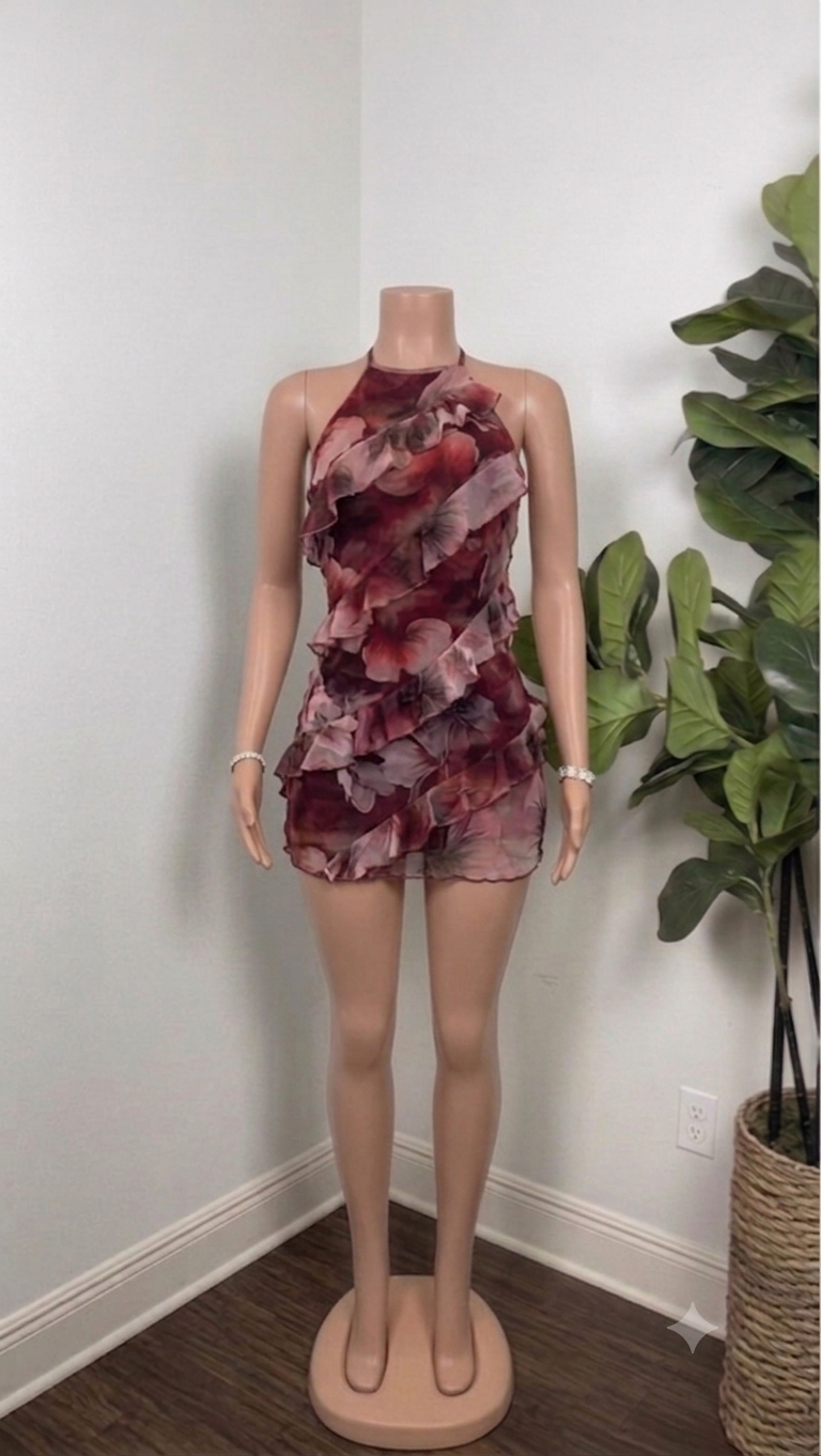 Burgundy Ruffle Mini