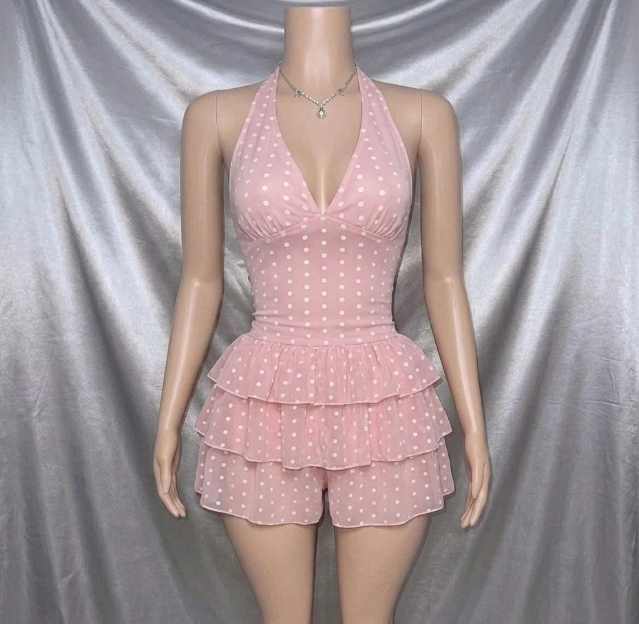 Pink Polka Swim Dress