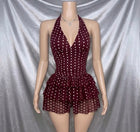 Burgundy Polka Swim Dress