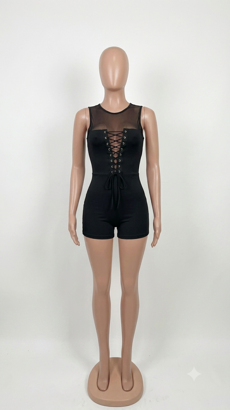 Black Lace-Up Bodysuit