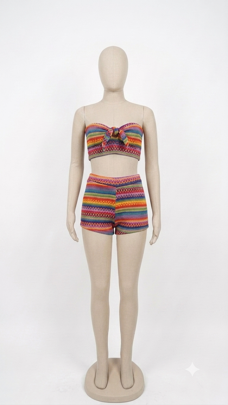 Patterned Tie-Front Set