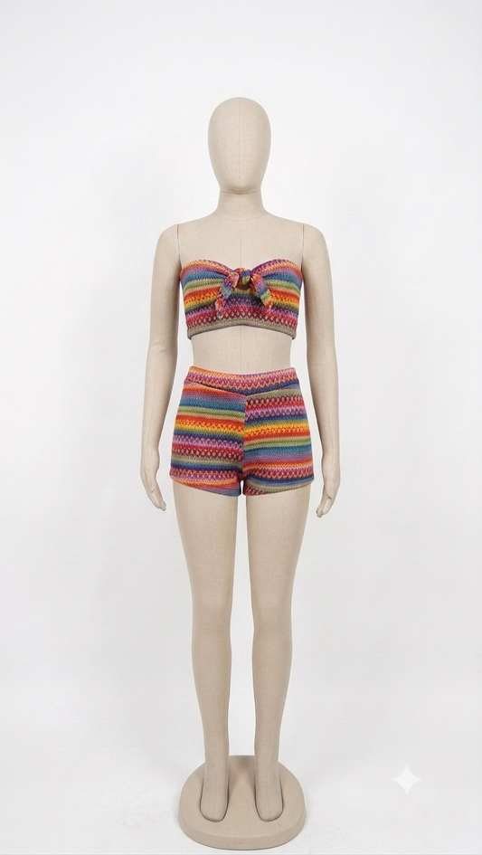 Patterned Tie-Front Set